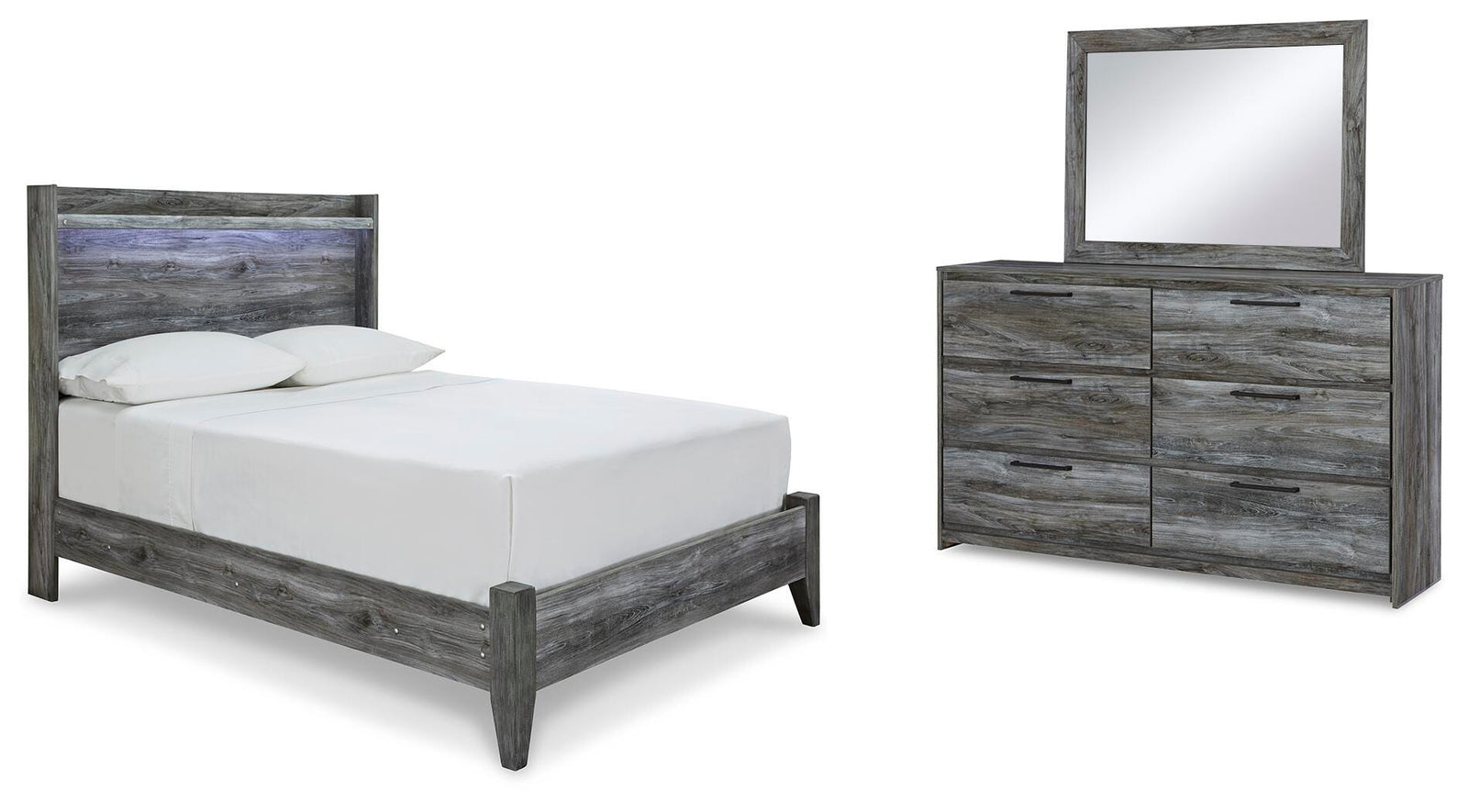 Baystorm Panel Bed, Dresser and Mirror - Gray  (B221-SI)
