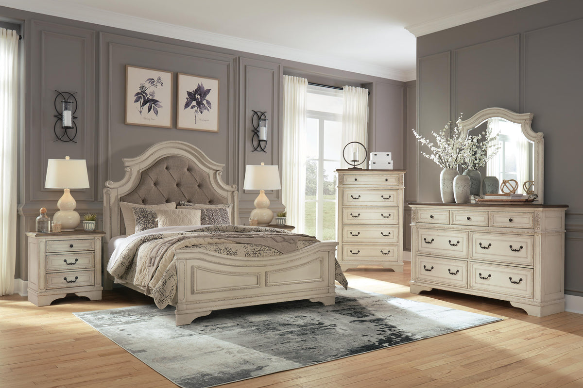 Realyn Upholstered Panel Bed, Dresser and Mirror - Two-tone  (B743-SI) - Image 9