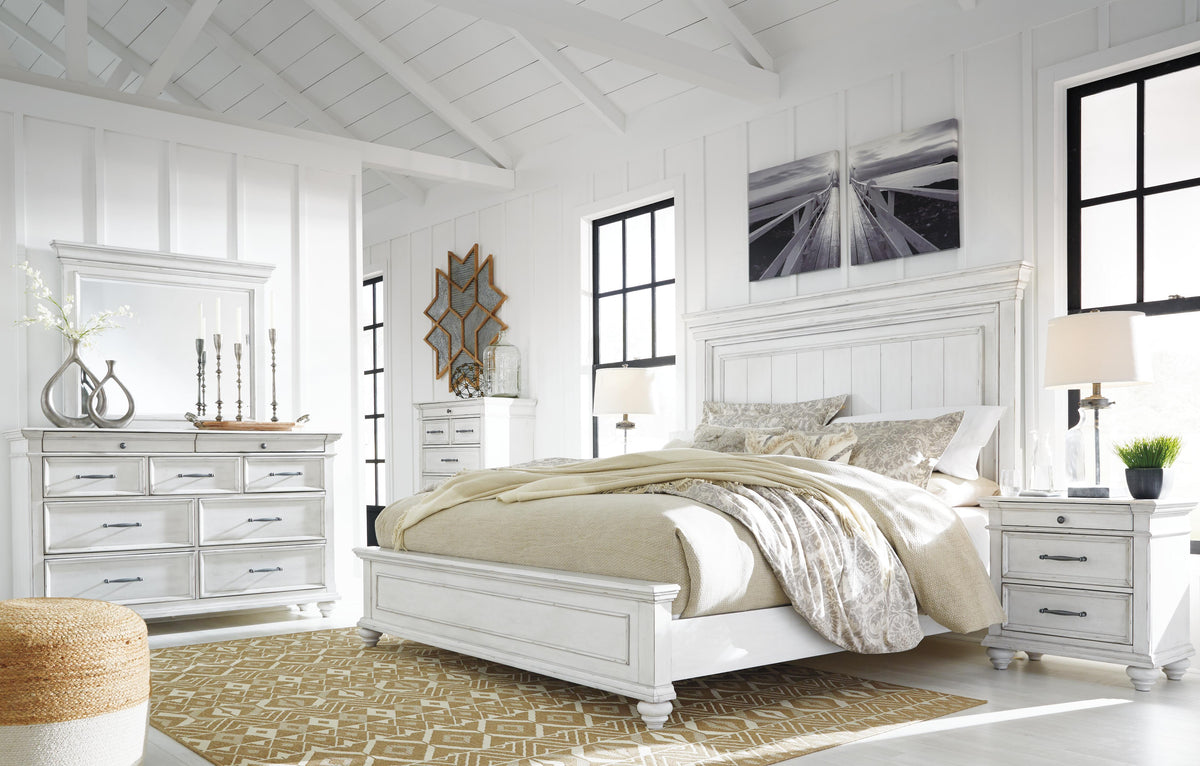 Kanwyn Upholstered Panel Storage Bed - Whitewash  (B777-SI)