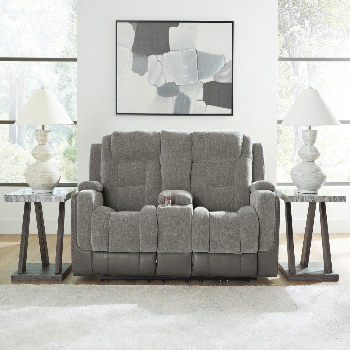 Mixed Motion Power Reclining Loveseat with Console (PC83505-SI) - Image 2