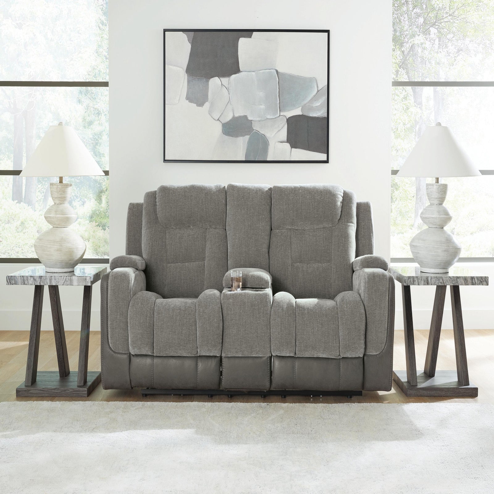 Mixed Motion Power Reclining Loveseat with Console (PC83505-SI) - Image 2