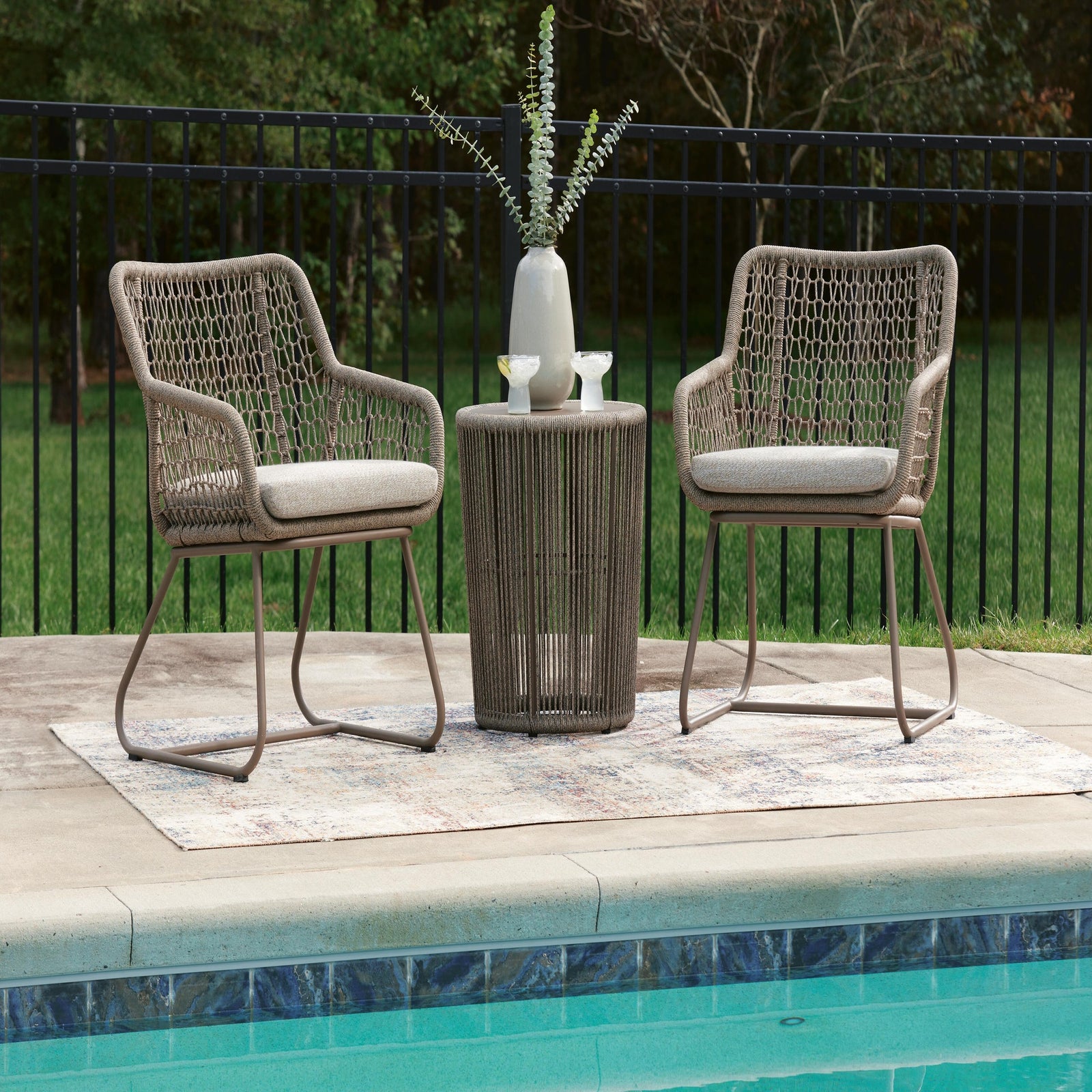 Majors Beach Outdoor Table and 2 Chairs (PCP321-SI) - Image 2