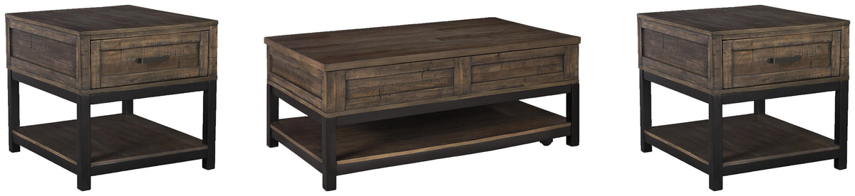 Johurst Lift-top Coffee Table and 2 End Tables - Grayish Brown  (T444-SI)