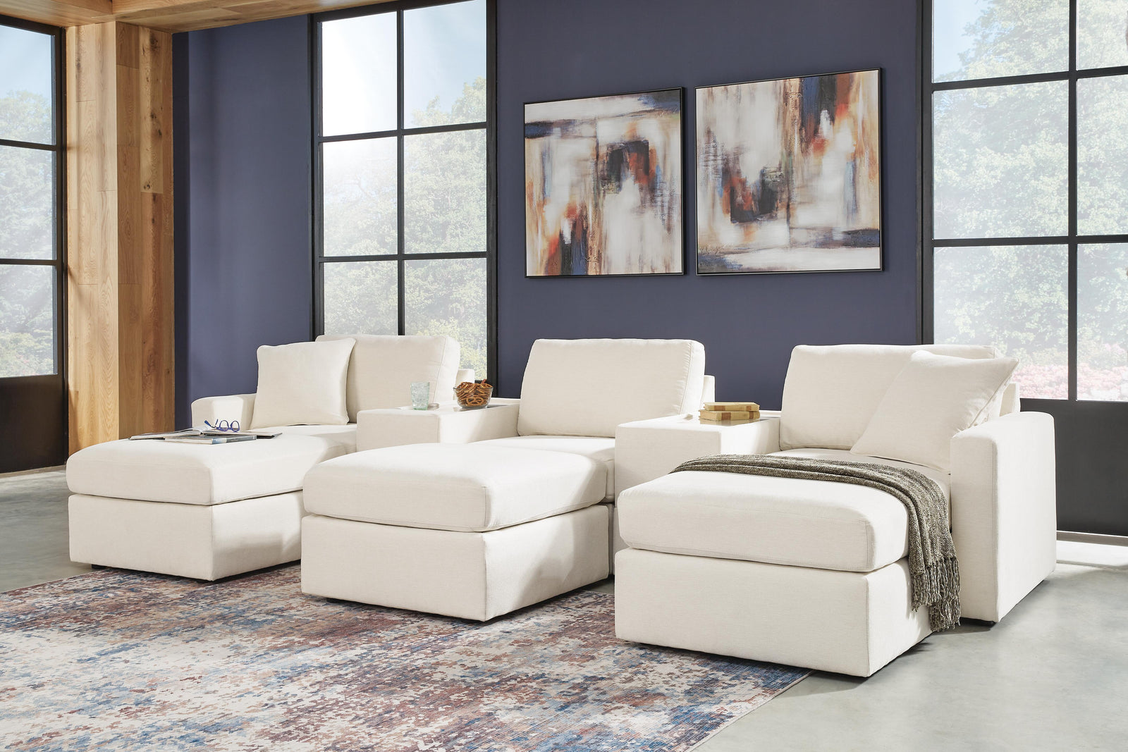 Modmax 5-Piece Sectional and 3 Ottomans (92103-SI) - Image 7