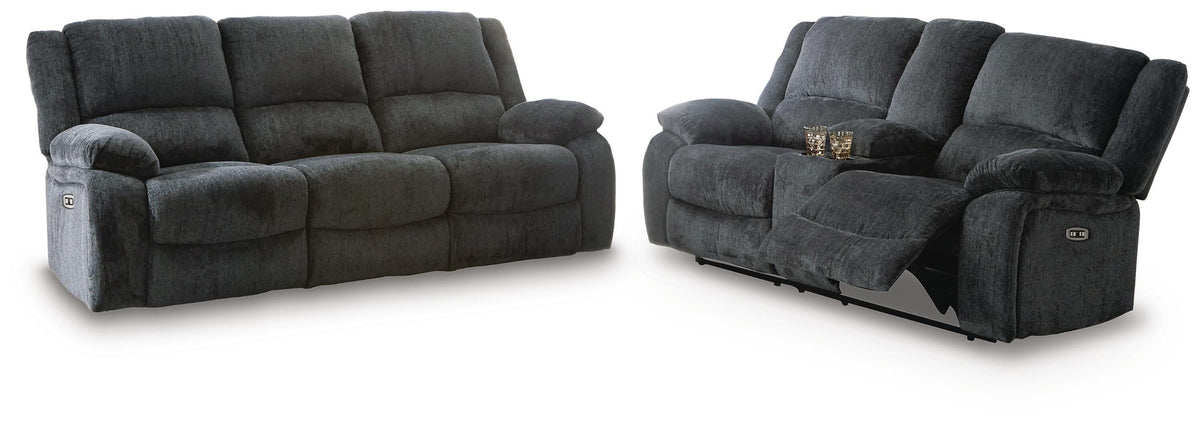 Draycoll Power Reclining Sofa and Loveseat (76504-SI)
