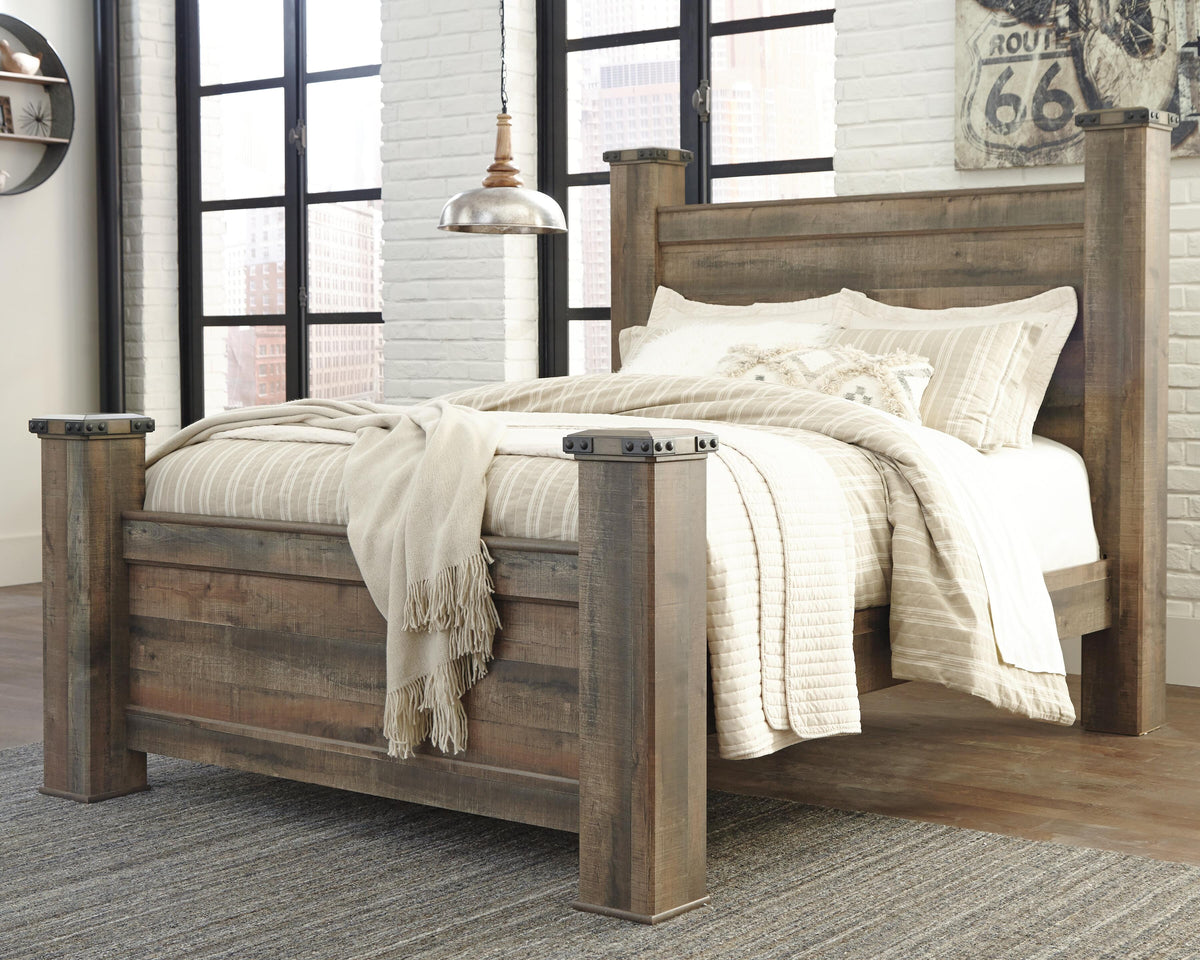 Trinell Poster Bed, Dresser, Mirror and Nightstand - Brown  (B446-SI) - Image 6