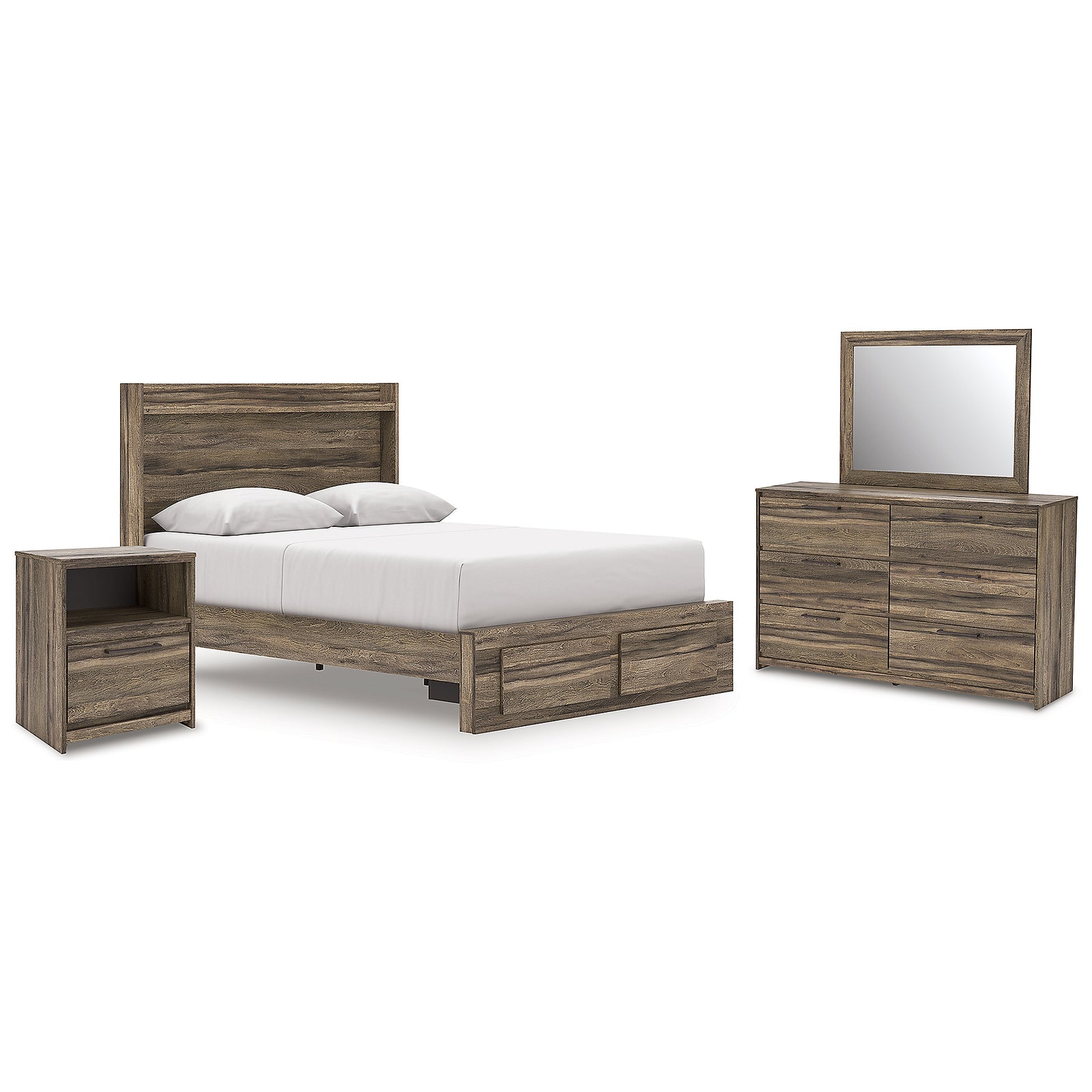 Elbrim Queen Panel Storage Bed, Dresser, Mirror and Nightstand (PCB2005-SI)