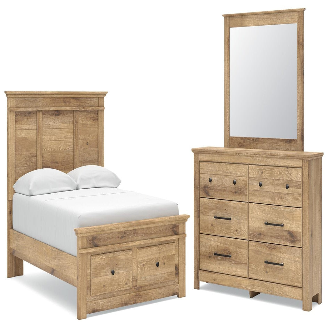 Makidern Full Panel Storage Bed, Dresser and Mirror (PCB1170-SI)
