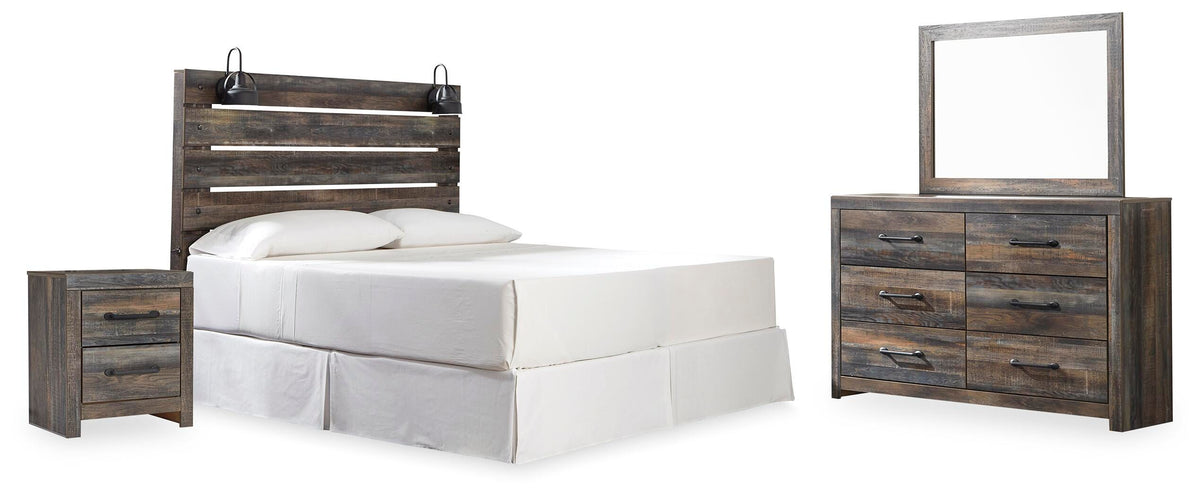 Drystan Panel Headboard with Metal Frame, Dresser, Mirror, and Nightstand - Multi  (B211-SI)