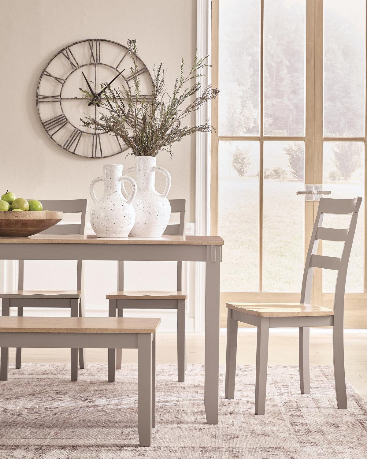 Harperfeld Dining Table and 4 Chairs and Bench (Set of 6) (PCD403-SI) - Image 5