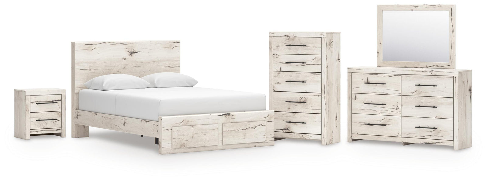Lawroy Panel Storage Bed, Dresser, Mirror, Chest and Nightstand (B2310-SI)