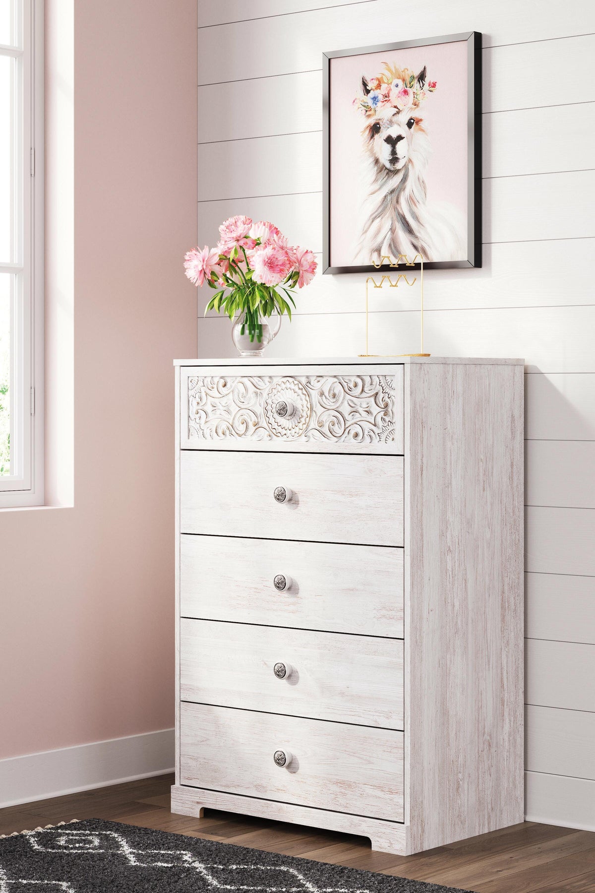 Paxberry Chest of Drawers - Whitewash  (EB1811-SI) - Image 9