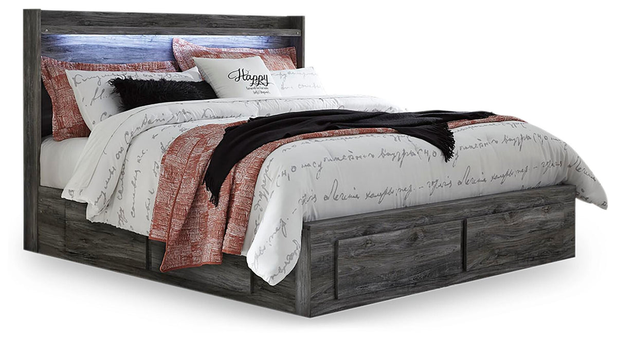 Baystorm Panel Bed with 4 Storage Drawers - Gray  (B221-SI)