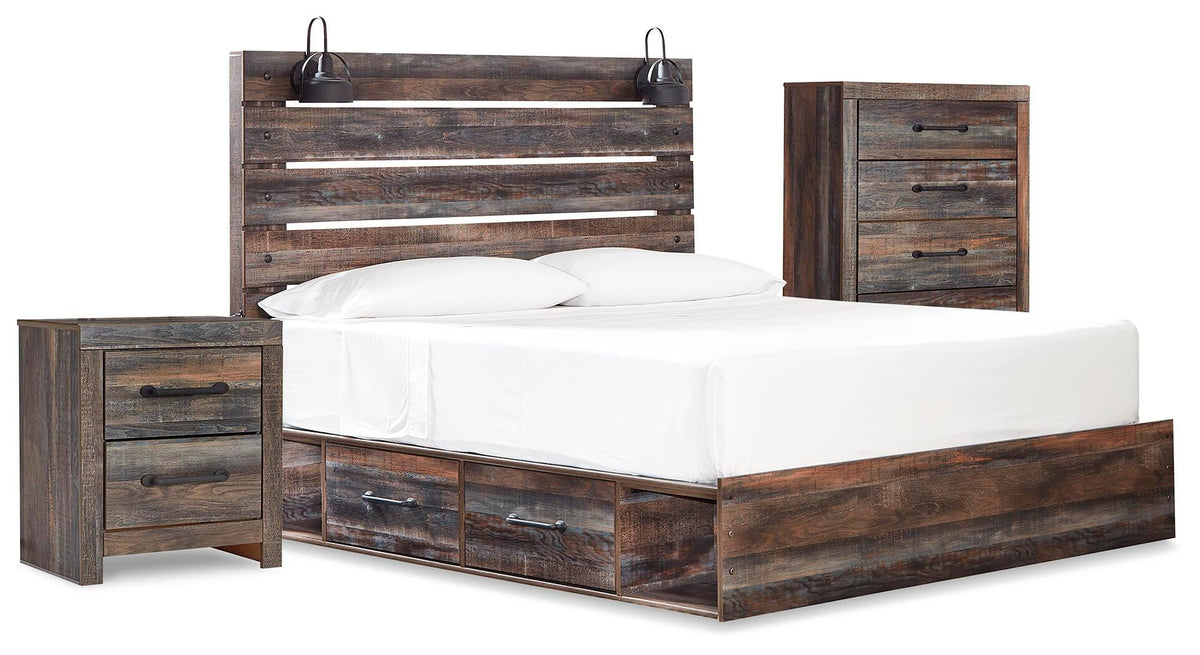 Drystan Panel Bed with Storage, Chest and Nightstand - Multi  (B211-SI)