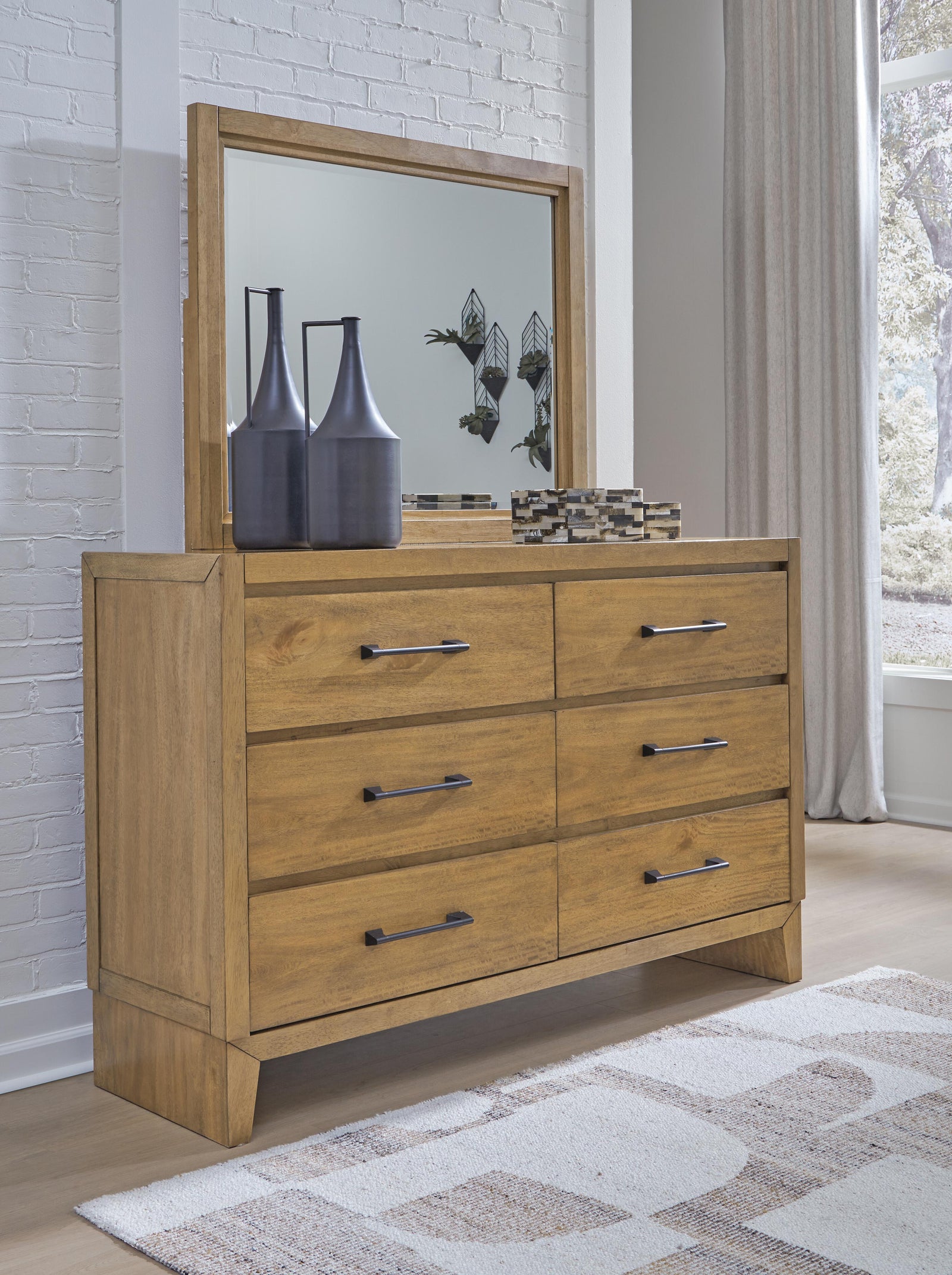 Sherbana Dresser and Mirror - Light Brown  (B833-SI) - Image 4