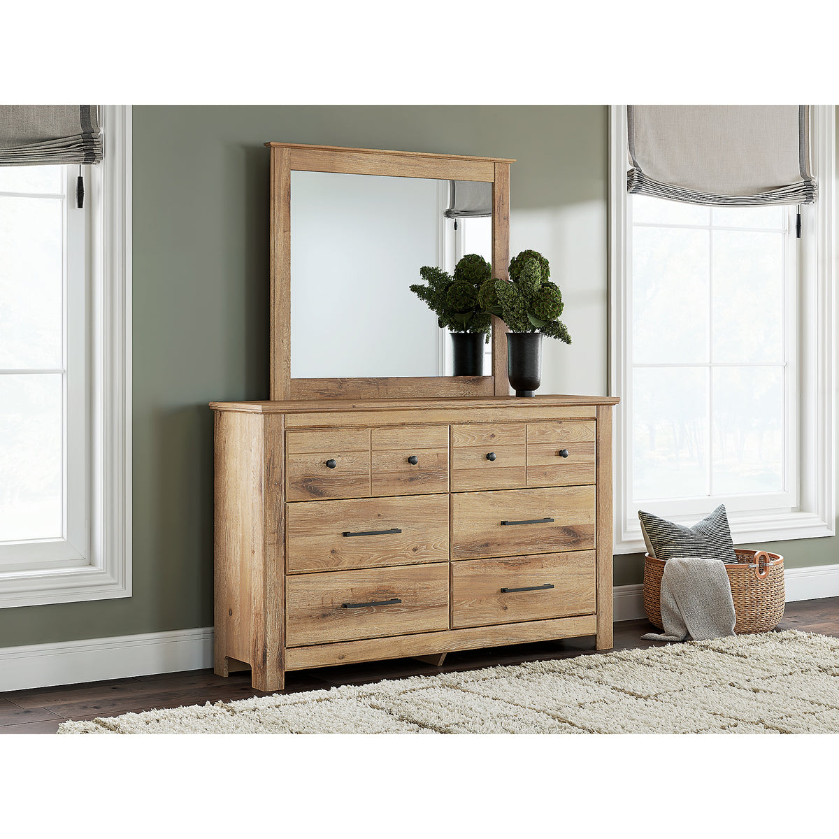 Makidern Queen Panel Bed with Storage, Dresser and Mirror (PCB1170-SI) - Image 17