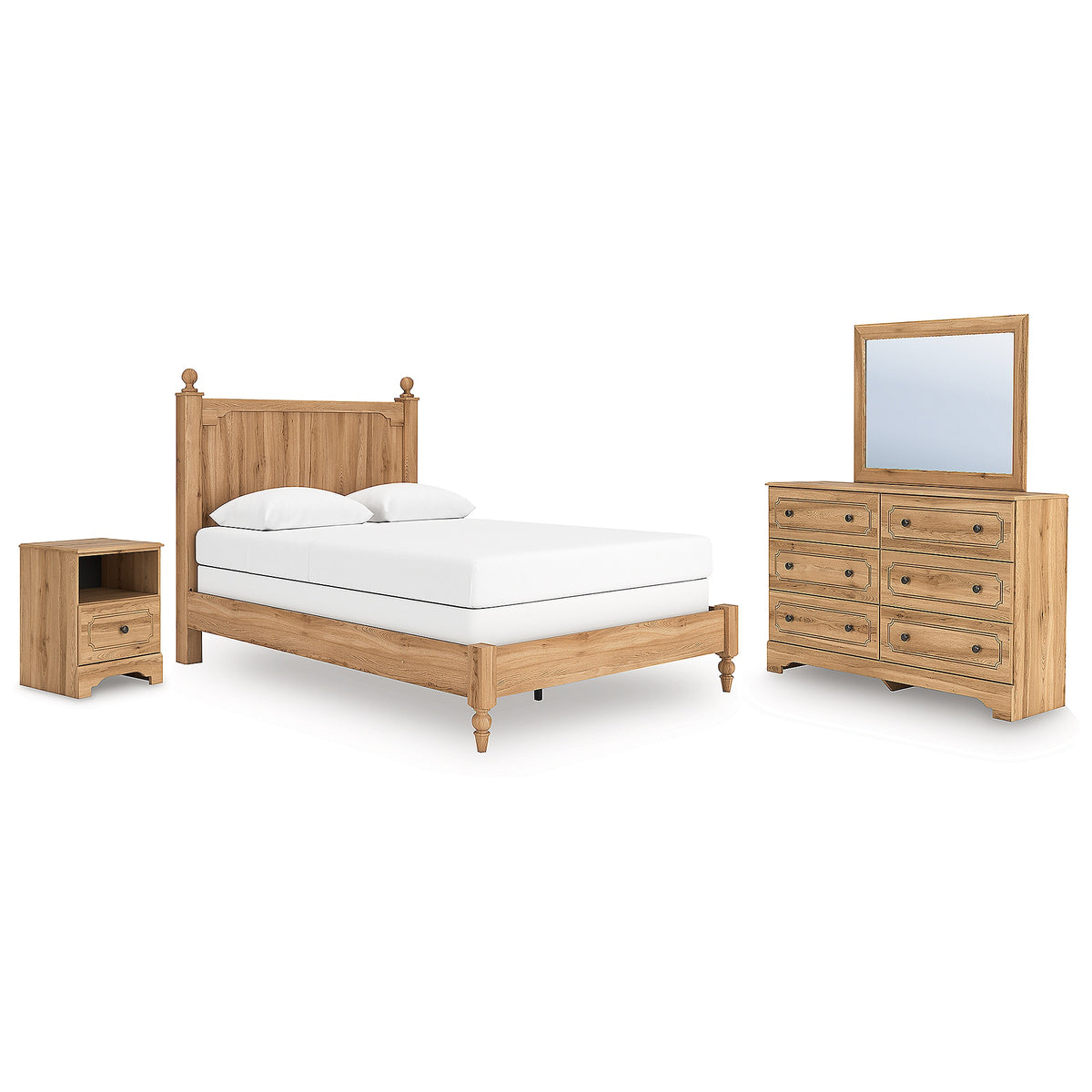 Aleaport Queen Panel Bed, Dresser, Mirror and Nightstand (PCB1075-SI)