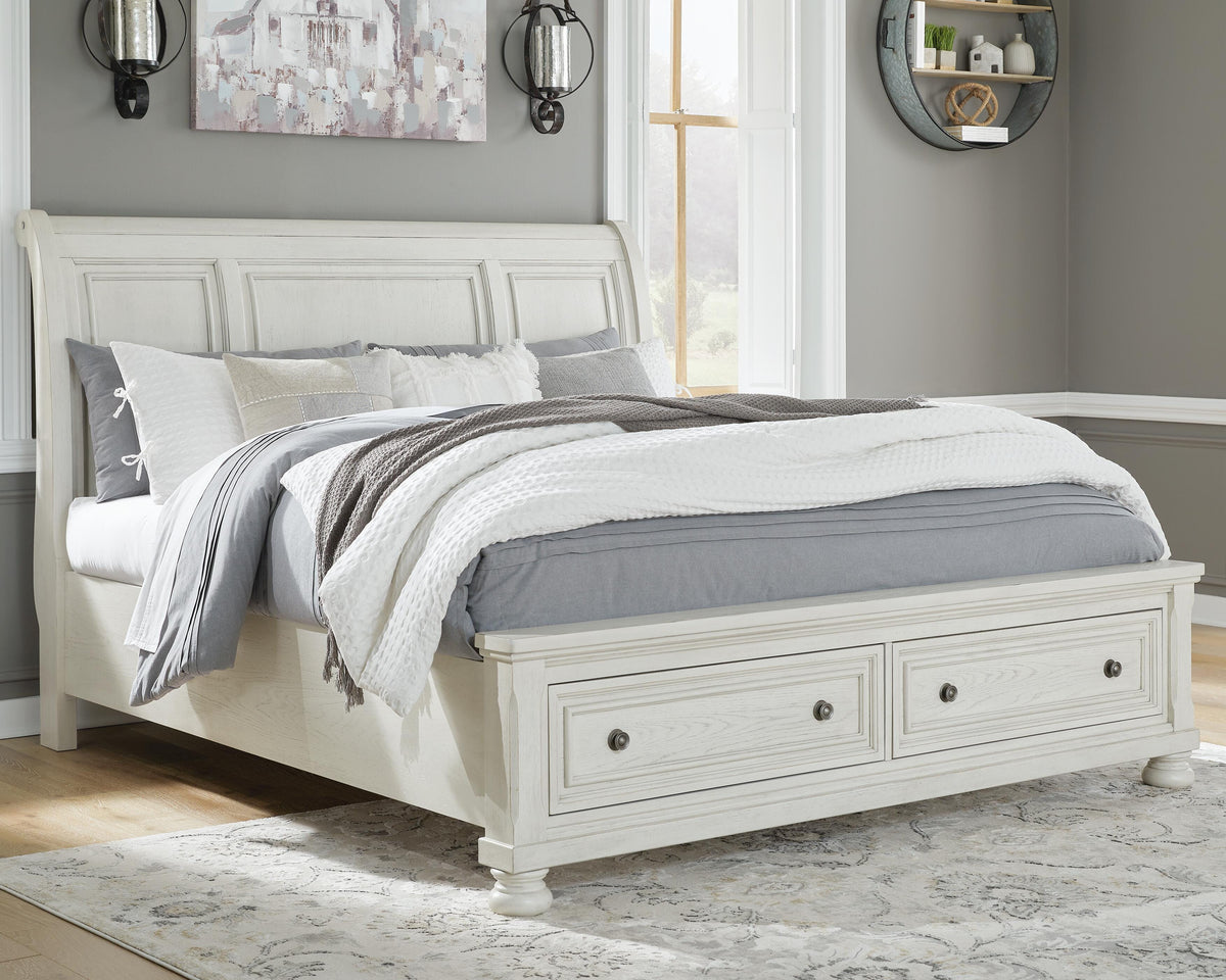 Robbinsdale Sleigh Bed with Storage - Antique White  (B742-SI) - Image 2