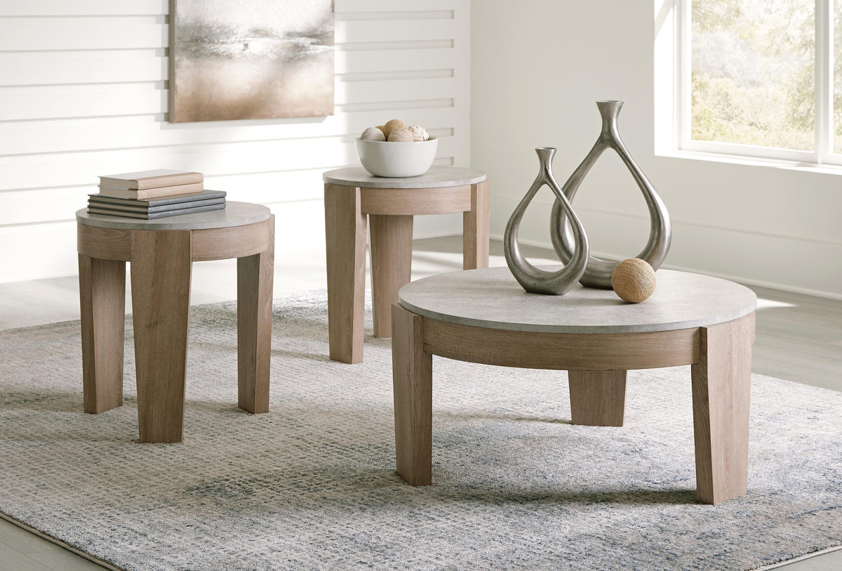 Guystone Table (Set of 3) - Light Brown  (T237-SI) - Image 3
