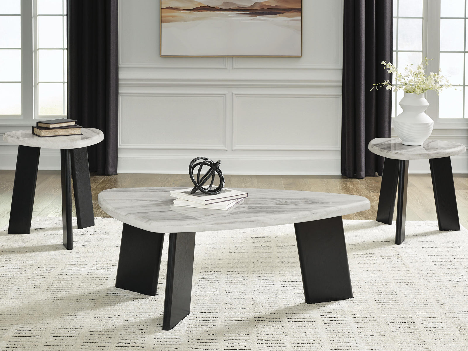 Lilyberg Table (Set of 3) - Gray/Black  (T389-SI) - Image 2