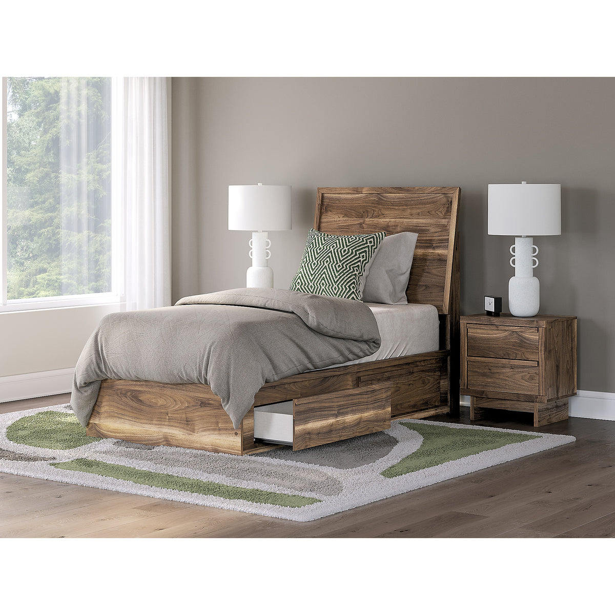 Chirason Twin Panel Bed with Storage, Dresser and Mirror (PCB3367-SI) - Image 18
