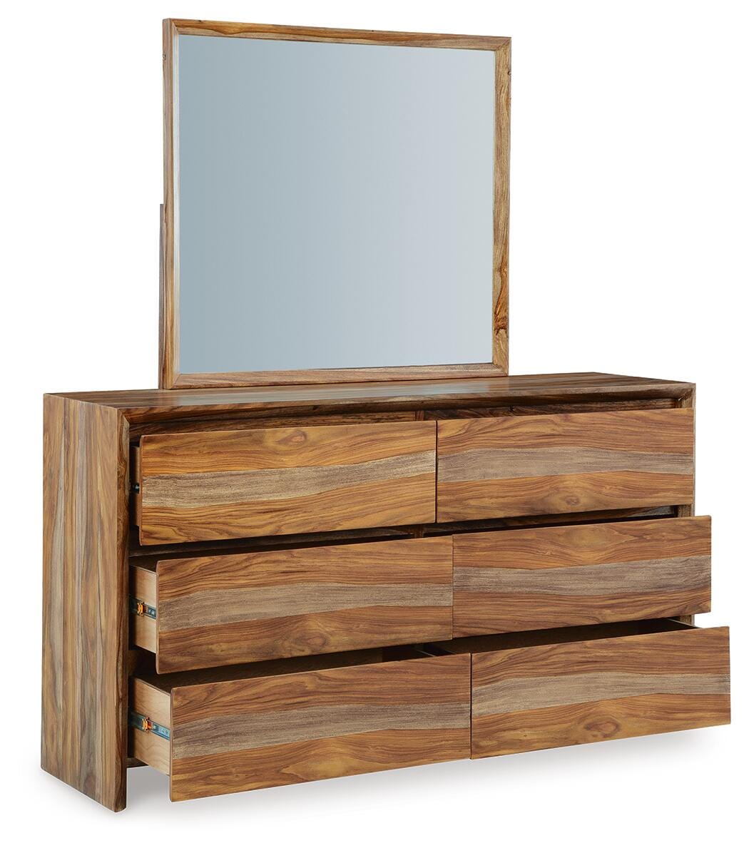 Dressonni Panel Bed, Dresser and Mirror - Brown  (B790-SI) - Image 3