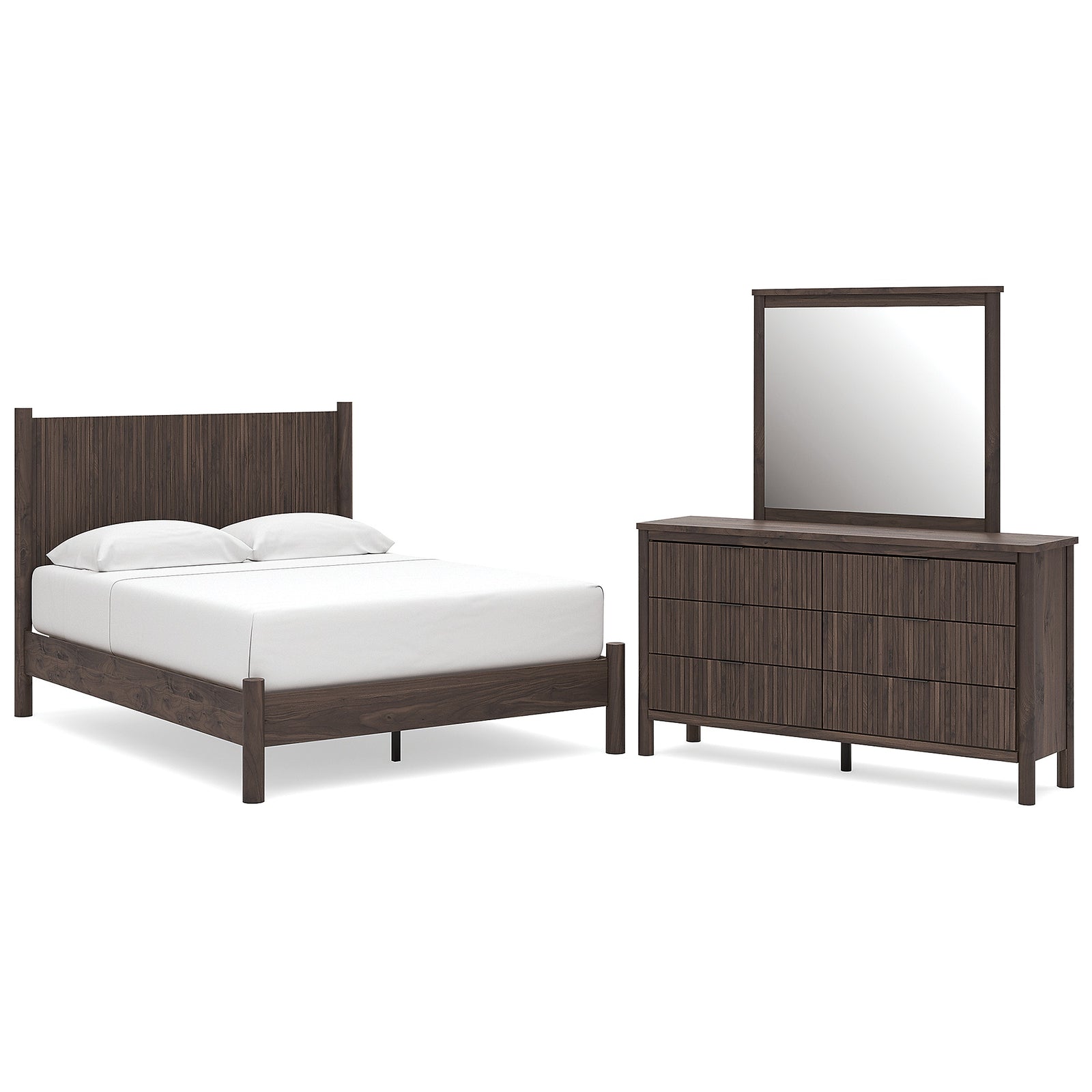 Pamytta Queen Panel Platform Bed, Dresser and Mirror (PCB2614-SI)