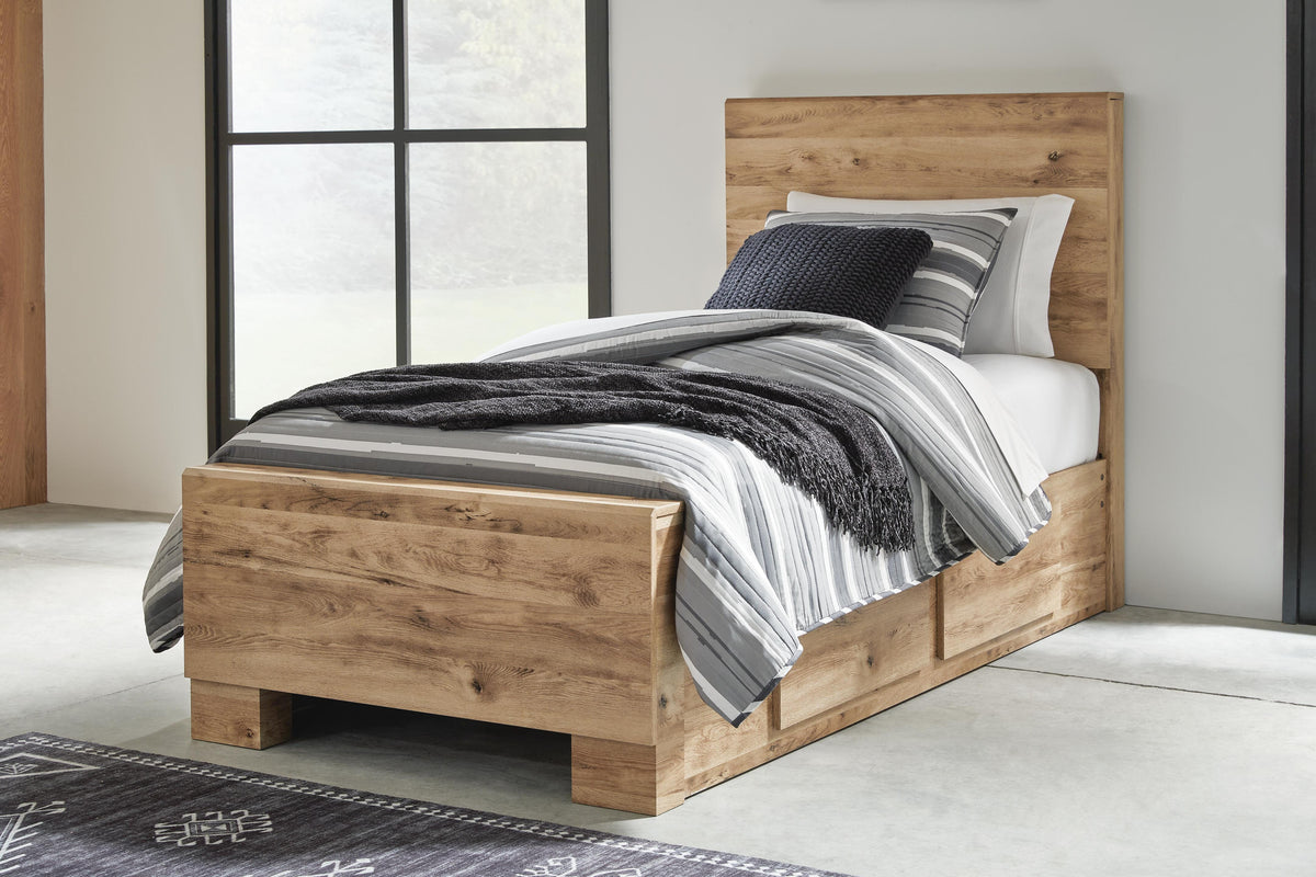 Hyanna Panel Bed with 1 Side Storage (Youth) - Tan Brown  (B1050-SI) - Image 5