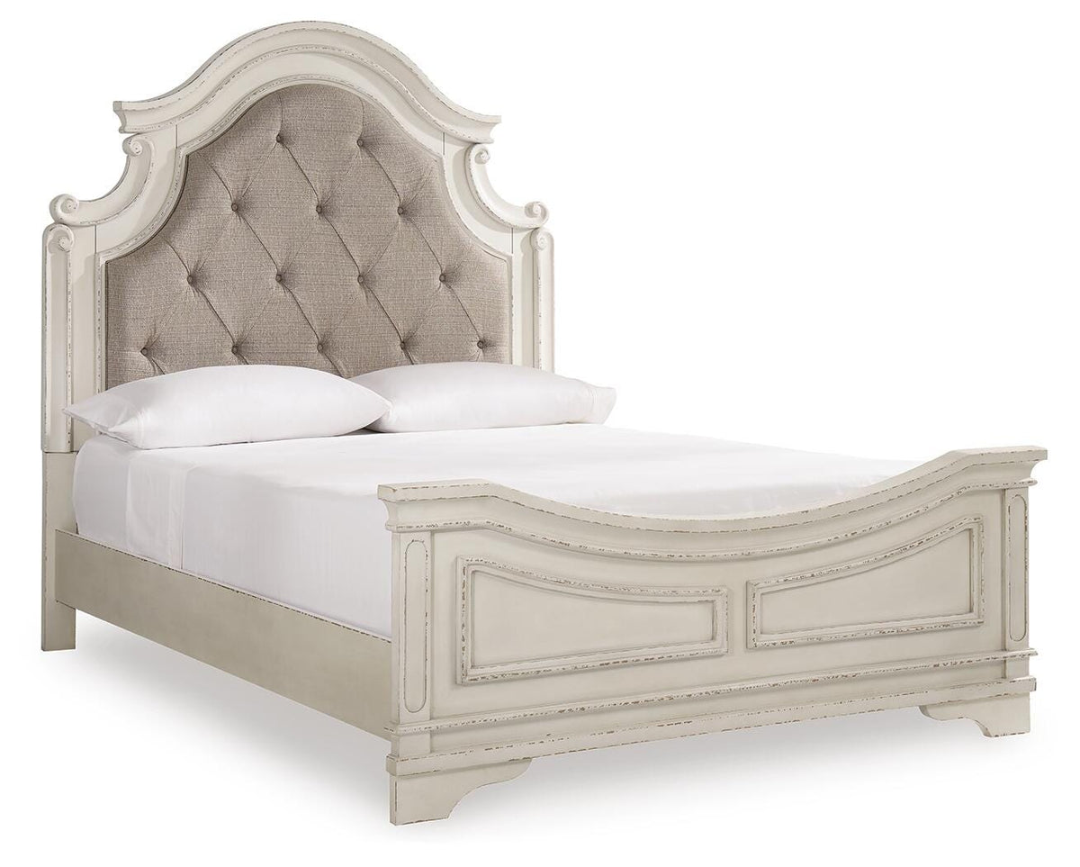 Realyn Upholstered Panel Bed, Dresser, Mirror and 2 Nightstands - Two-tone  (B743-SI) - Image 4