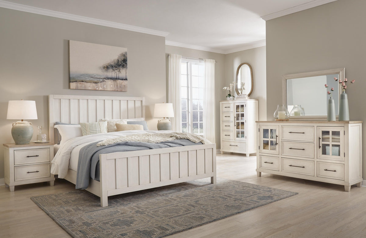 Shaybrock Panel Bed, Dresser, Mirror, Chest and 2 Nightstands (B683-SI)