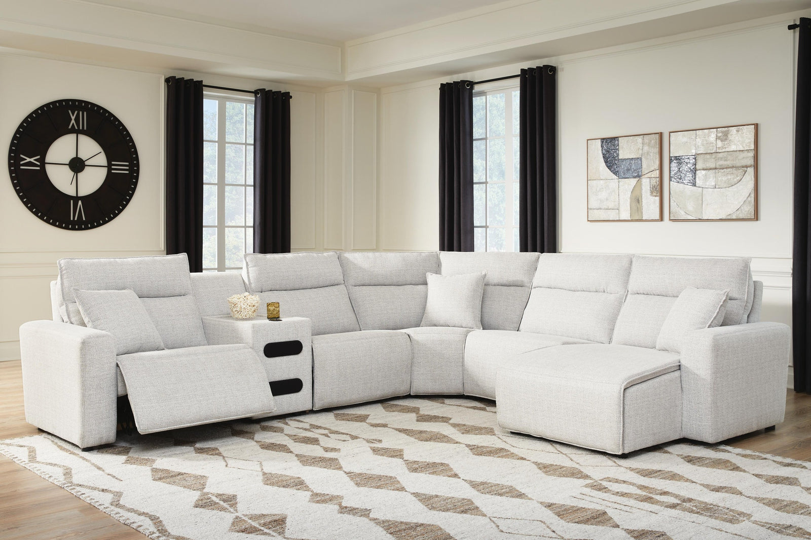 Modmax II 6-Piece Reclining Sectional with Chaise and Audio Console (65907-SI) - Image 2
