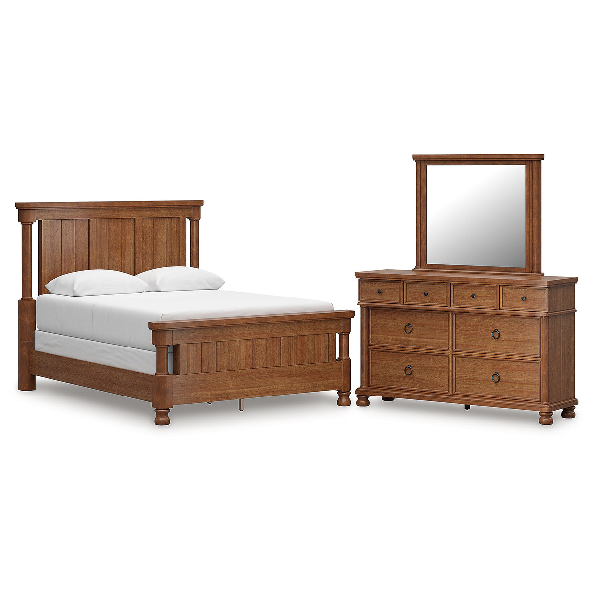 Rowlenstown Queen Poster Bed, Dresser and Mirror (PCB824-SI)