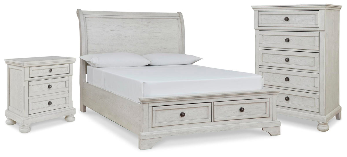 Robbinsdale Sleigh Storage Bed, Chest and Nightstand (B742-SI)