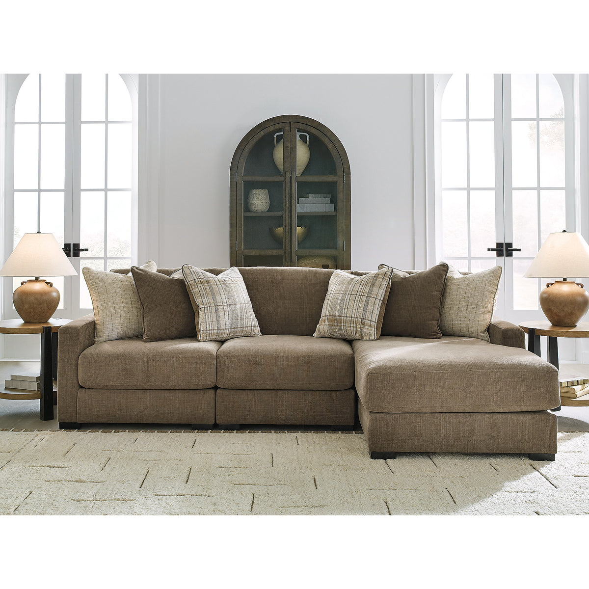 Camellia-Court 3-Piece Sectional with Chaise (68207S6-SI)