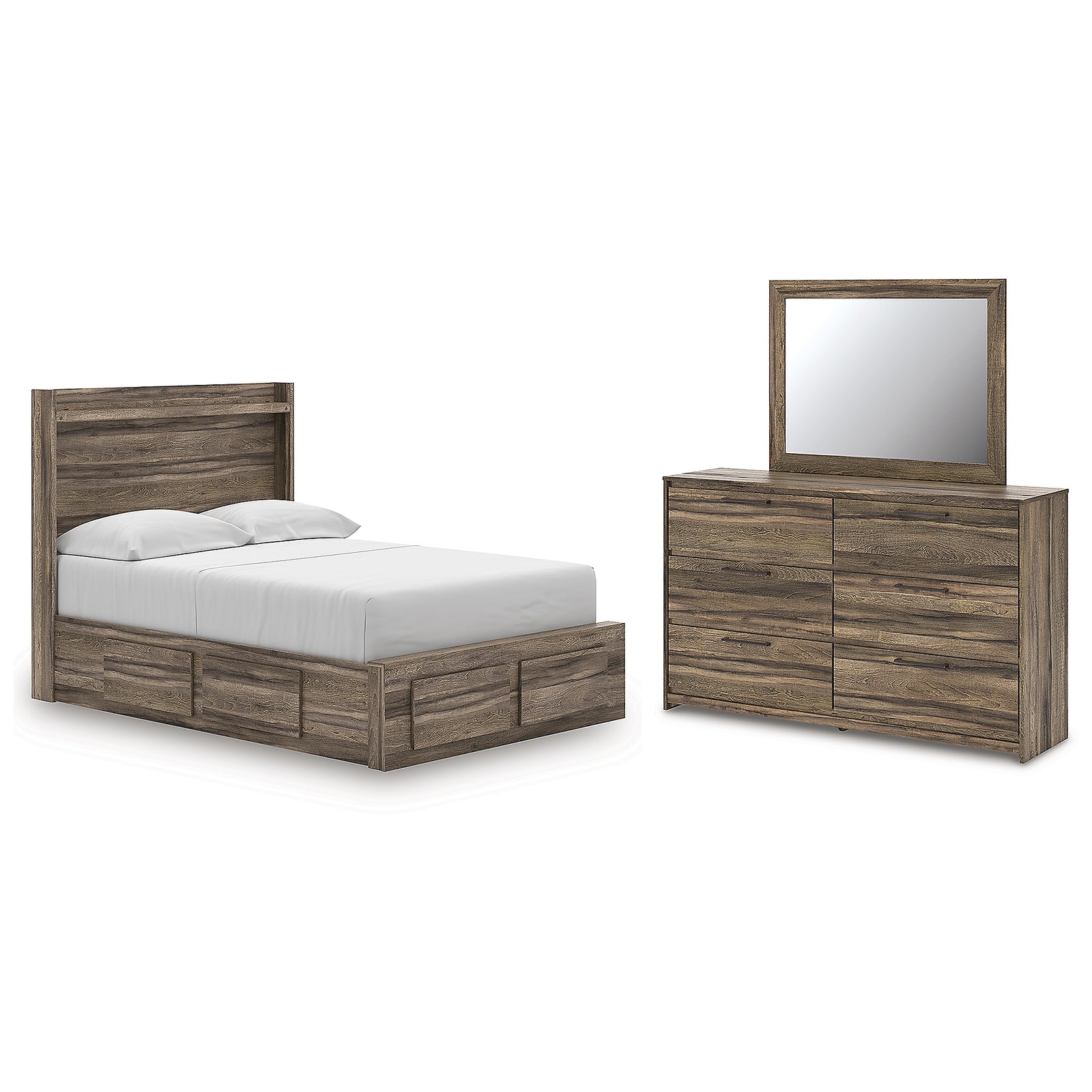 Elbrim Full Panel Storage Bed, Dresser and Mirror (PCB2005-SI)