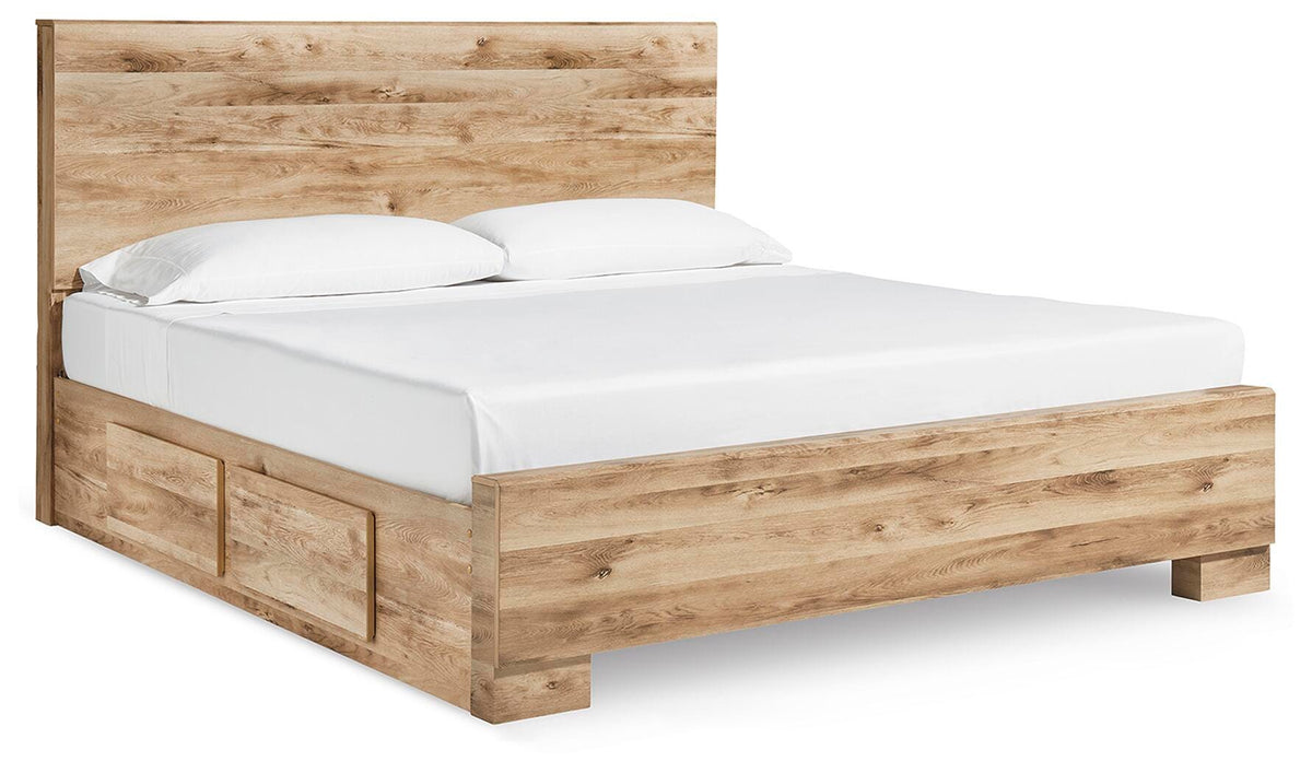 Hyanna Panel Bed with 2 Side Storage - Tan Brown  (B1050-SI)