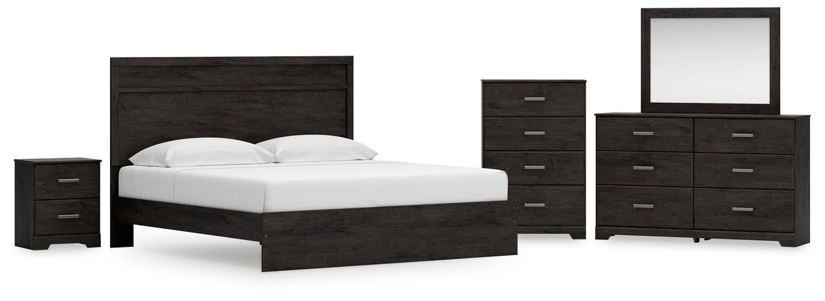 Belachime Panel Bed, Dresser, Mirror, Chest and Nightstand (B2589-SI)