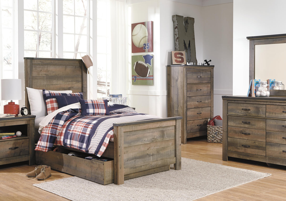 Trinell Panel Bed with 1 Large Storage Drawer (Youth) - Brown  (B446-SI) - Image 8