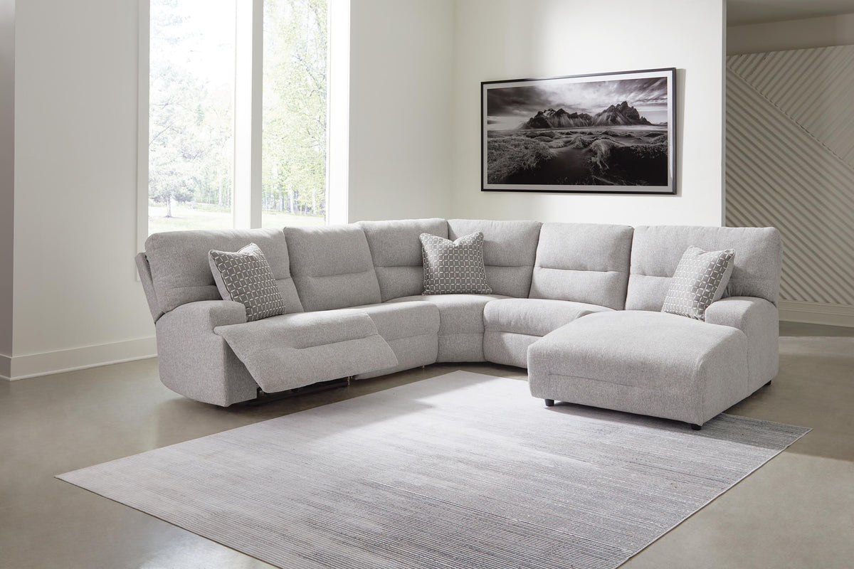 Acklen Place 5-Piece Power Reclining Sectional with Chaise (93605-SI)