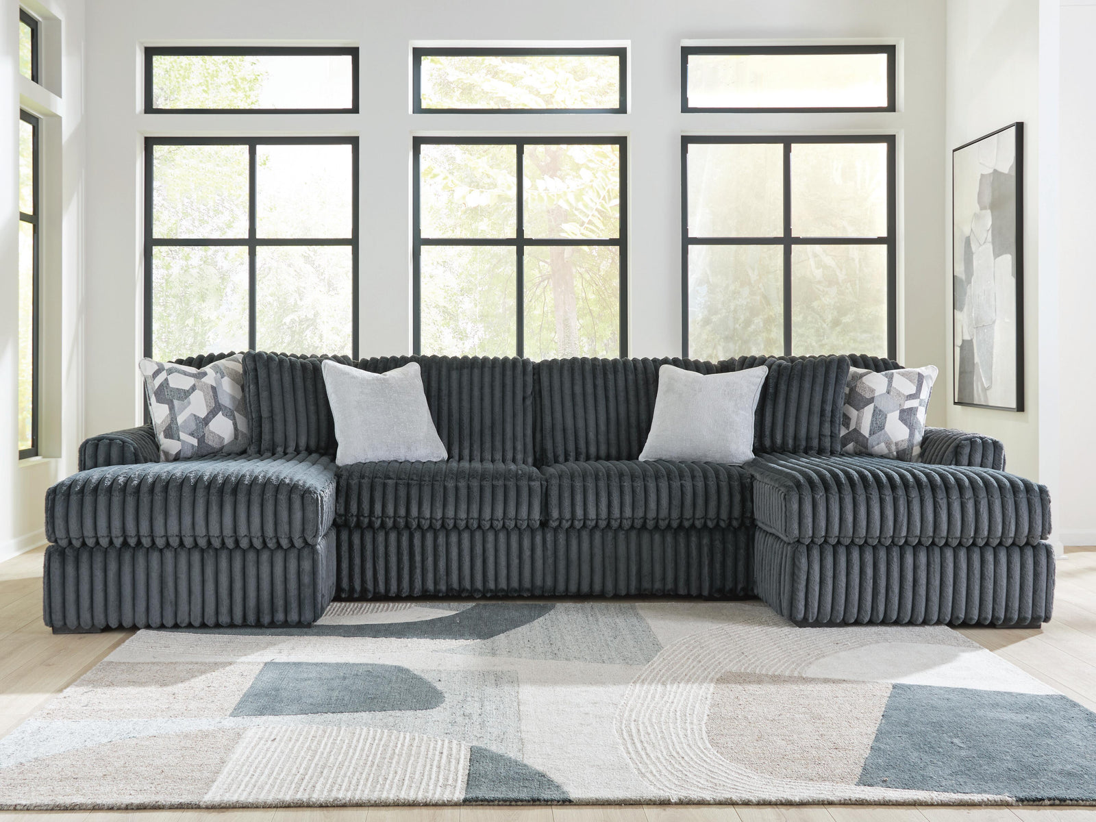 Midnight-Madness 3-Piece Double Chaise Sectional (98105-SI) - Image 2