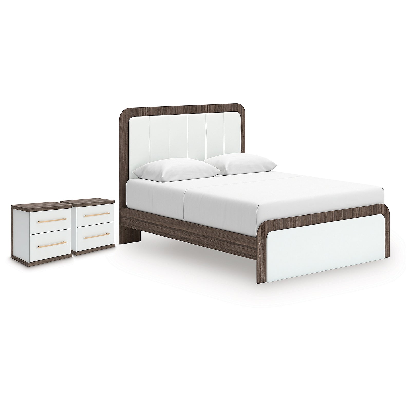 Kendanport Queen Upholstered Bed and 2 Nightstands (PCB1108-SI)