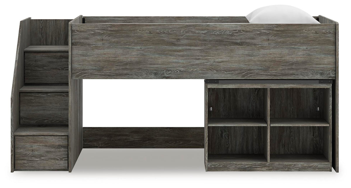 Frandern Loft Bed with Bookcase Storage (Youth) - Gray  (B4480-SI) - Image 6