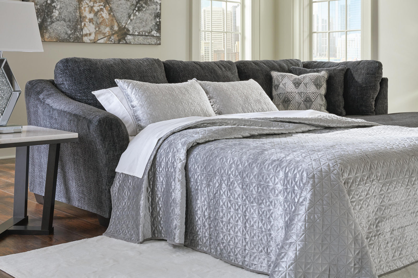 Biddeford 2-Piece Sleeper Sectional with Chaise (35504-SI) - Image 2