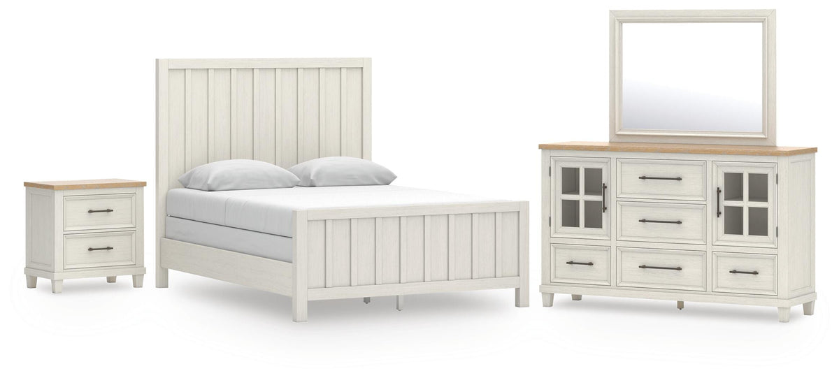 Shaybrock Panel Bed, Dresser, Mirror and Nightstand (B683-SI)