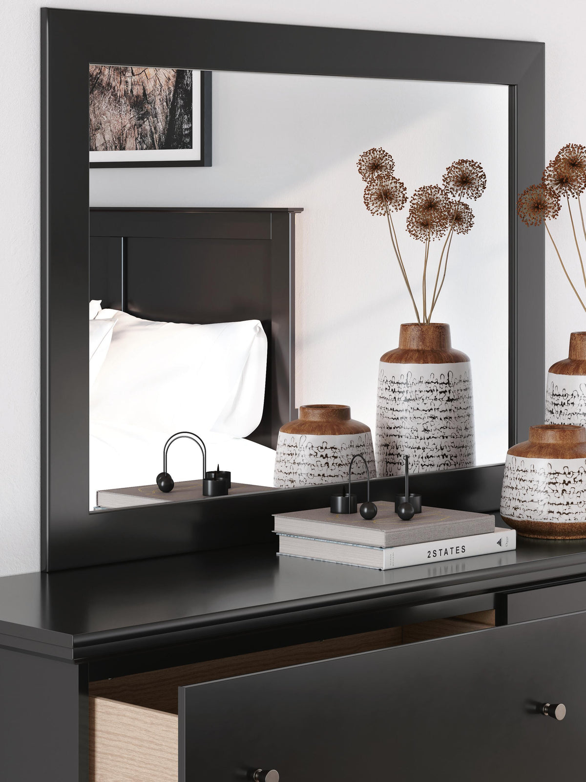 Maribel Bedroom Mirror - Black  (B138-SI) - Image 4