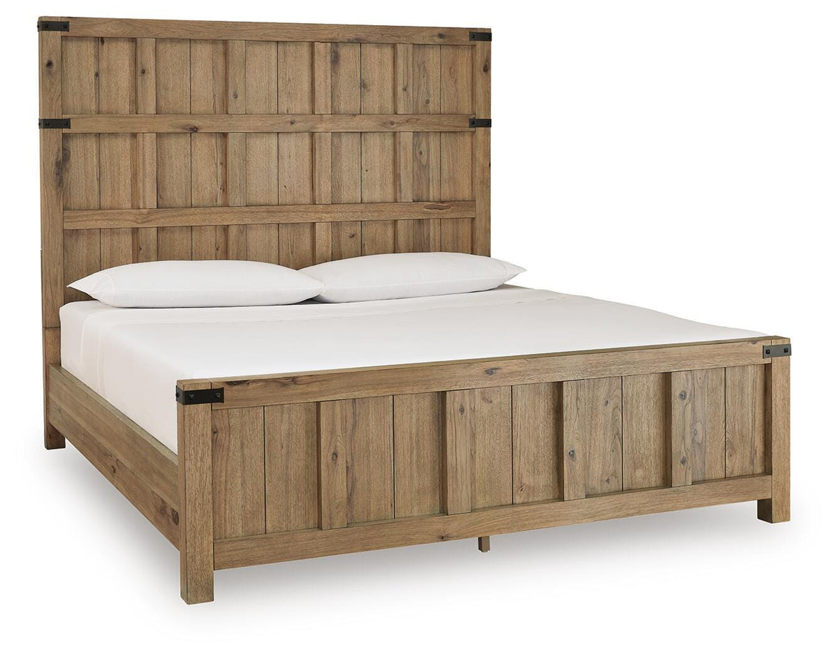 Ridgester Panel Bed - Light Brown  (B858-SI)