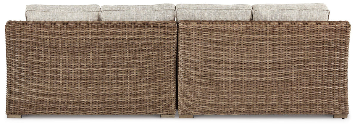 Beachcroft 4-Piece Outdoor Sectional, 2 Arm Chairs, Lounge Chair and Bench (P791-SI) - Image 19