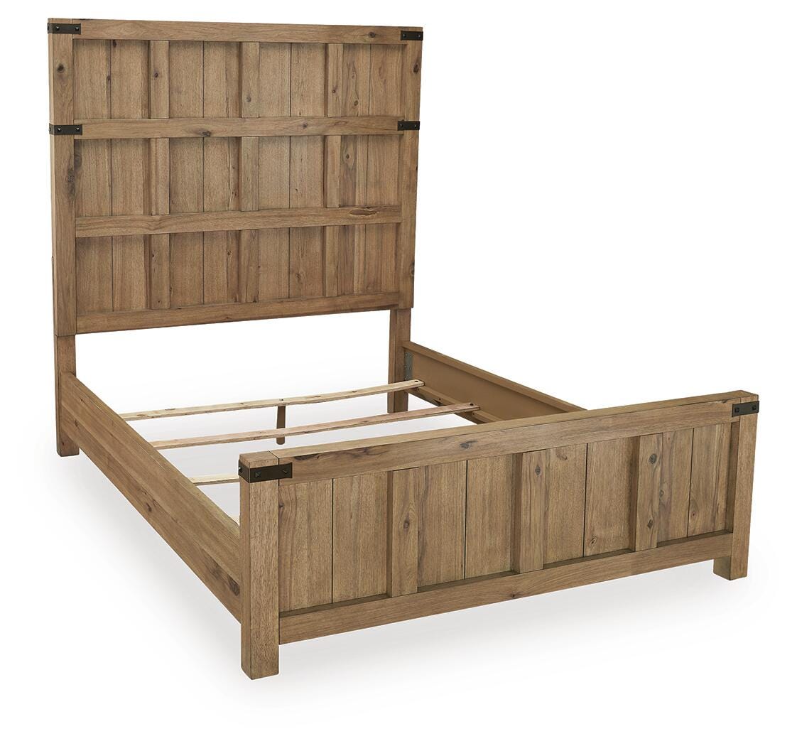 Ridgester Panel Bed - Light Brown  (B858-SI) - Image 3