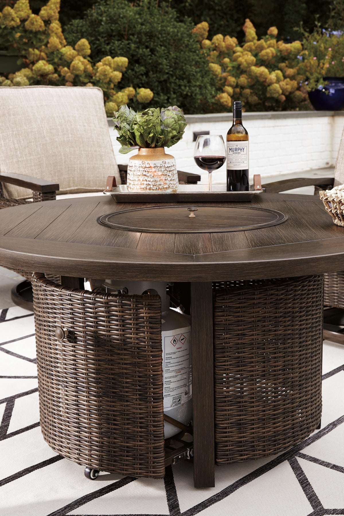 Paradise Trail Outdoor Loveseat, Fire Pit Table and 2 Lounge Chairs (P750-SI) - Image 16