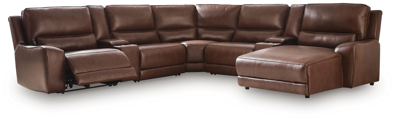 DeepWakes 7-Piece Reclining Sectional with Chaise and Storage Consoles (PCU62607-SI)